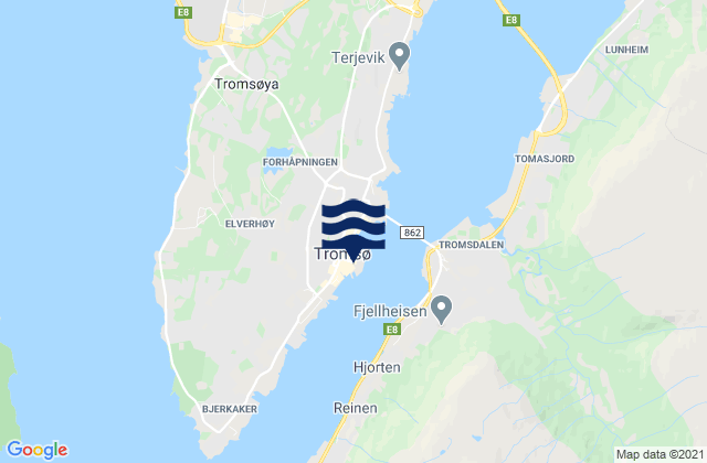 Karte der Gezeiten Tromsø, Norway