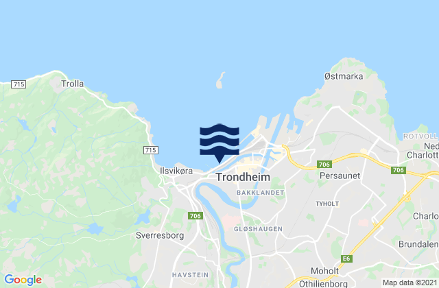 Karte der Gezeiten Trondheim Havn, Norway