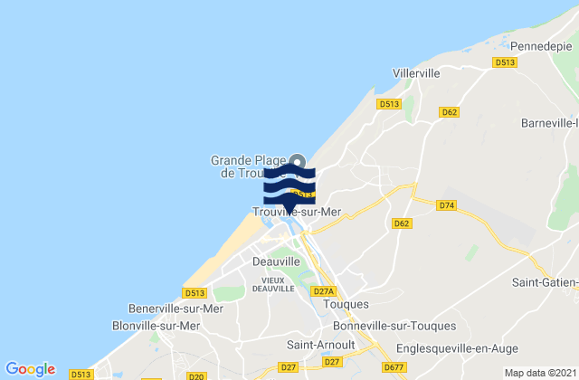 Karte der Gezeiten Trouville-sur-Mer, France