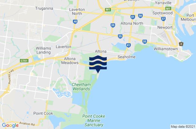 Karte der Gezeiten Truganina, Australia