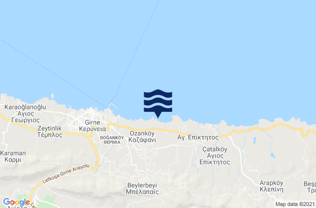 Karte der Gezeiten Tráchonas, Cyprus