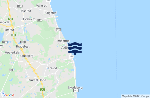 Karte der Gezeiten Trørød, Denmark