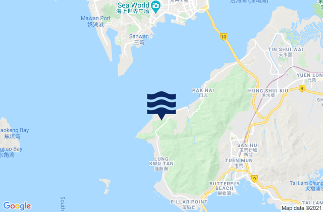 Karte der Gezeiten Tsang Tsui, Hong Kong