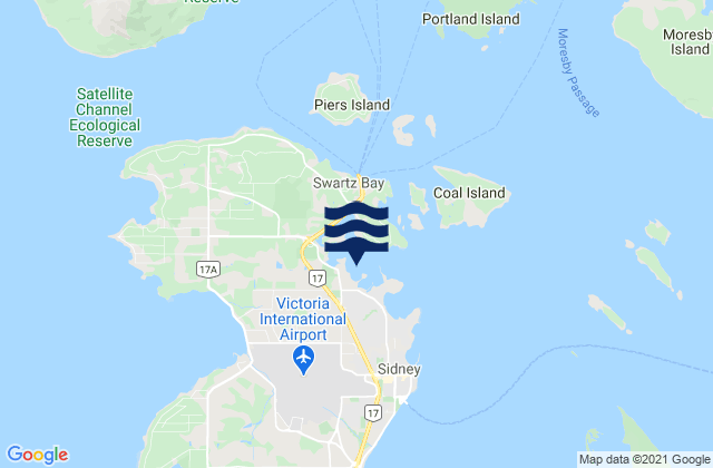 Karte der Gezeiten Tsehum Harbour, Canada