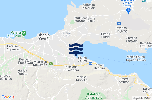 Karte der Gezeiten Tsikalariá, Greece