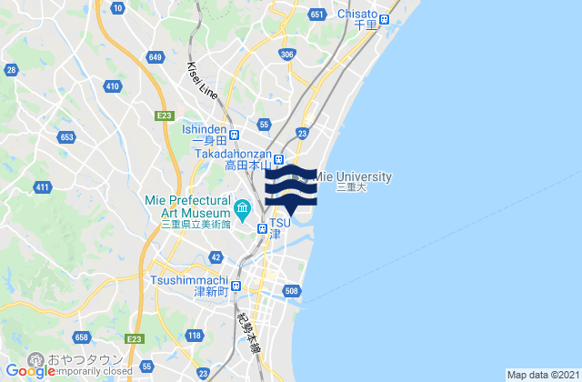 Karte der Gezeiten Tsu, Japan