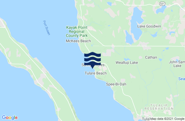 Karte der Gezeiten Tulare Beach Port Susan, United States