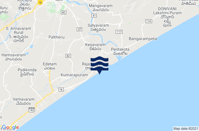 Karte der Gezeiten Tuni, India