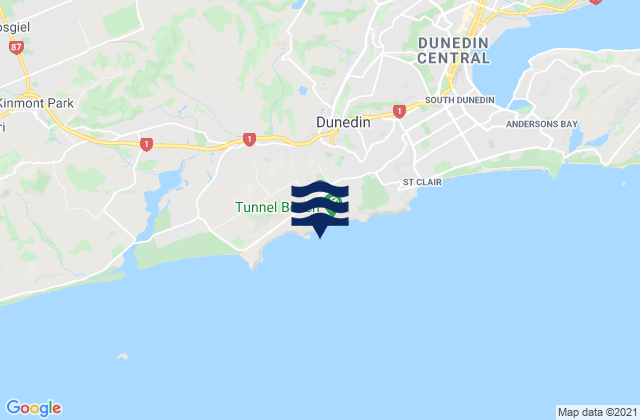 Karte der Gezeiten Tunnel Beach, New Zealand