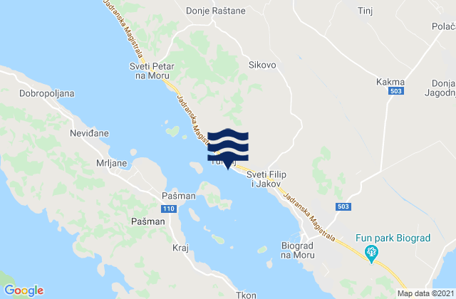 Karte der Gezeiten Turanj, Croatia