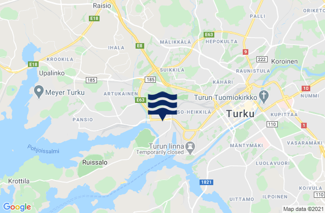 Karte der Gezeiten Turku, Finland