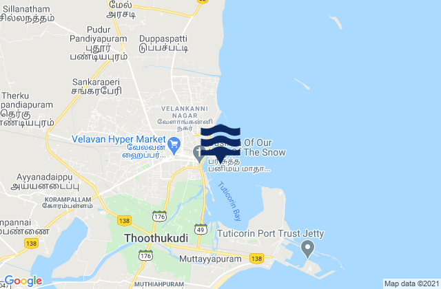 Karte der Gezeiten Tuticorin Gulf of Mannar, India