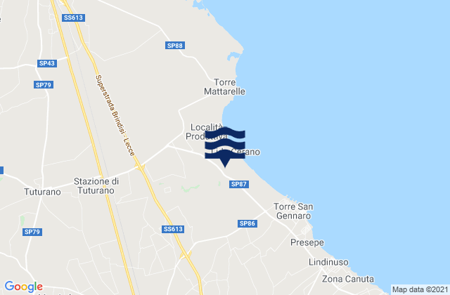 Karte der Gezeiten Tuturano, Italy