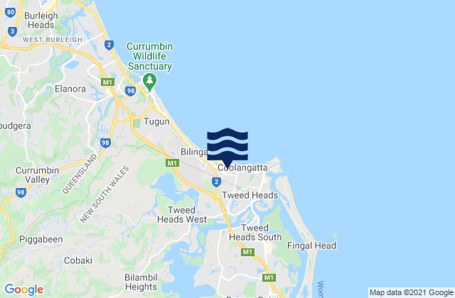 Karte der Gezeiten Tweed Heads West, Australia