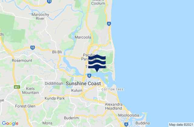 Karte der Gezeiten Twin Waters, Australia