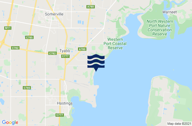Karte der Gezeiten Tyabb, Australia