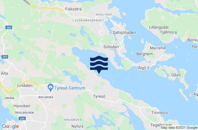 Karte der Gezeiten Tyresö Kommun, Sweden