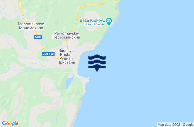 Karte der Gezeiten Tyutikha Bay, Russia