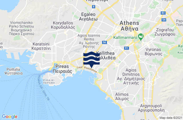 Karte der Gezeiten Távros, Greece