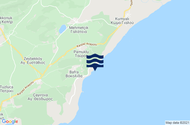 Karte der Gezeiten Távrou, Cyprus