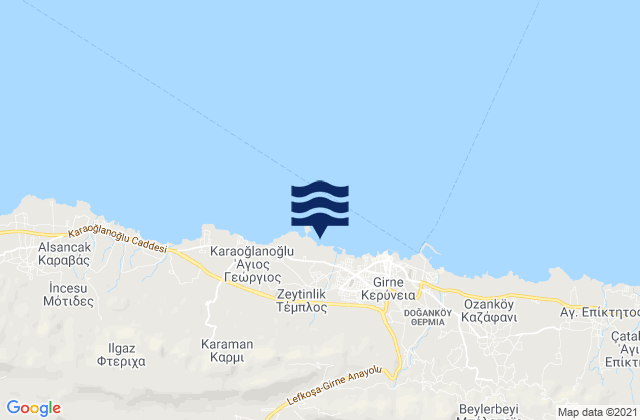 Karte der Gezeiten Témplos, Cyprus