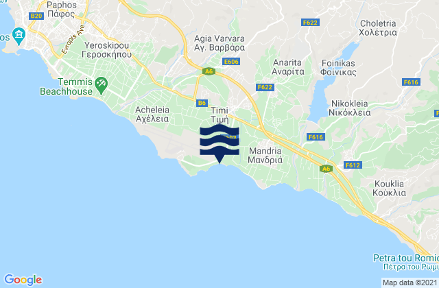 Karte der Gezeiten Tími, Cyprus