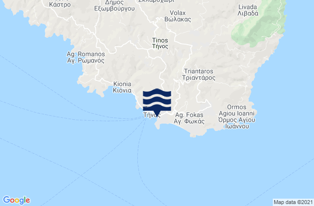 Karte der Gezeiten Tínos, Greece