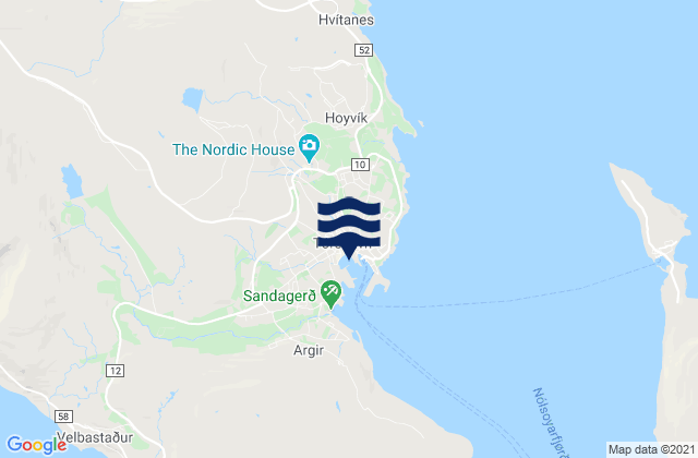 Karte der Gezeiten Tórshavn, Faroe Islands