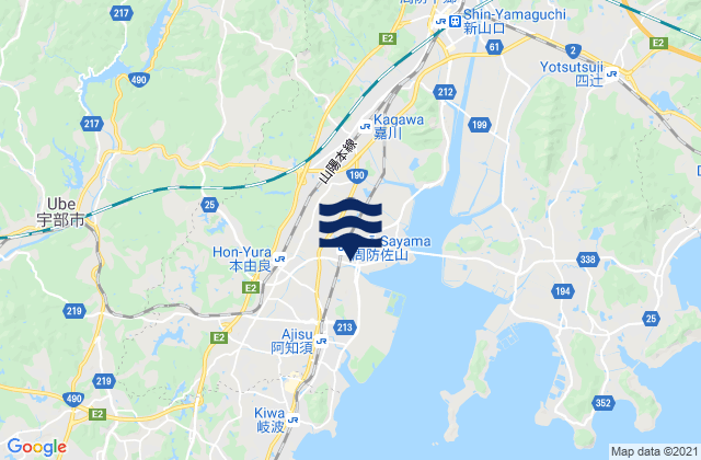 Karte der Gezeiten Ube Shi, Japan
