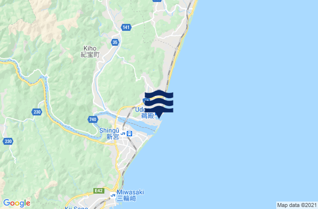 Karte der Gezeiten Udono, Japan