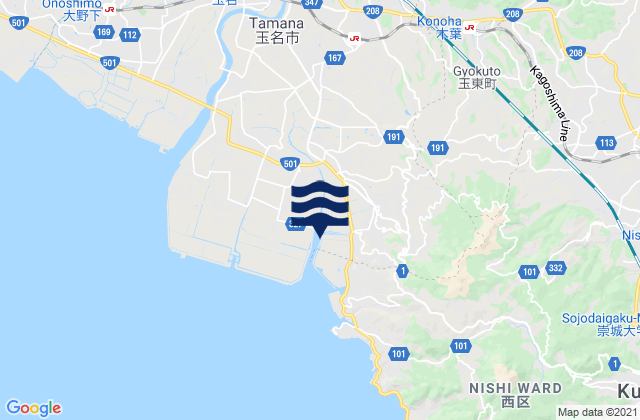Karte der Gezeiten Uekimachi-mōno, Japan