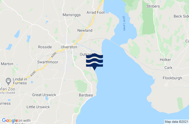 Karte der Gezeiten Ulverston, United Kingdom