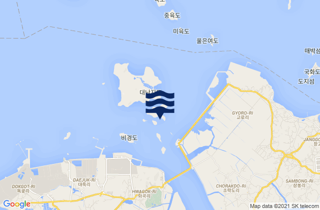 Karte der Gezeiten Umo-do, South Korea