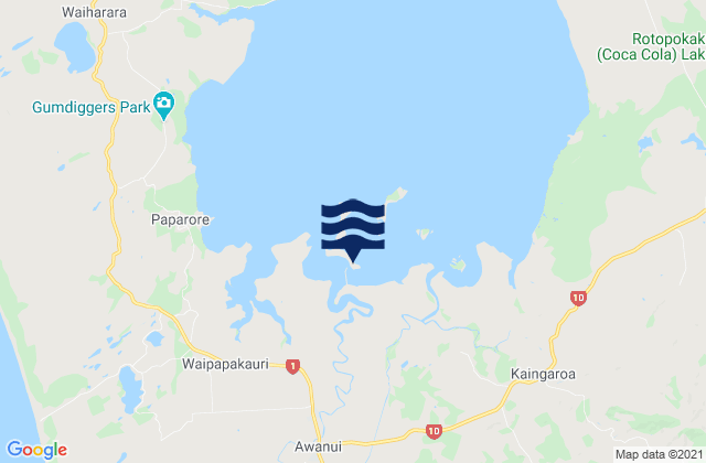 Karte der Gezeiten Unahi, New Zealand