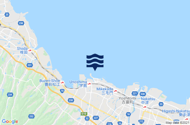 Karte der Gezeiten Unosima, Japan