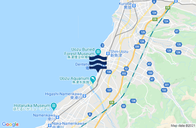 Karte der Gezeiten Uozu Shi, Japan