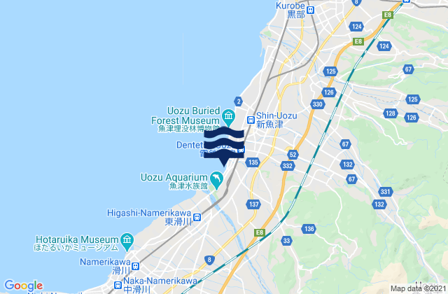 Karte der Gezeiten Uozu, Japan