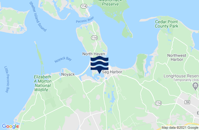 Karte der Gezeiten Upper Sag Harbor Cove, United States