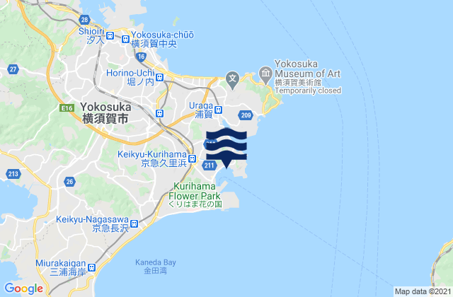 Karte der Gezeiten Uraga Ko, Japan