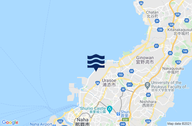 Karte der Gezeiten Urasoe Shi, Japan