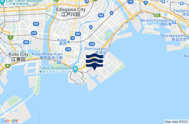 Karte der Gezeiten Urayasu-shi, Japan