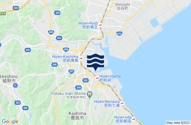 Karte der Gezeiten Ureshino Shi, Japan