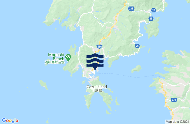 Karte der Gezeiten Ushibukamachi, Japan