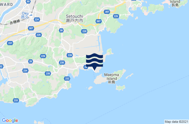 Karte der Gezeiten Usimado, Japan
