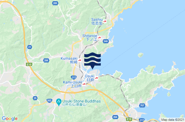 Karte der Gezeiten Usuki, Japan