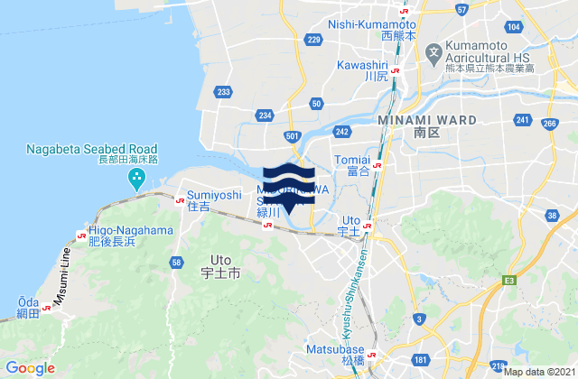 Karte der Gezeiten Uto, Japan