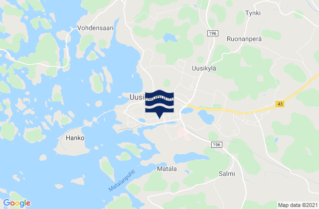 Karte der Gezeiten Uusikaupunki, Finland