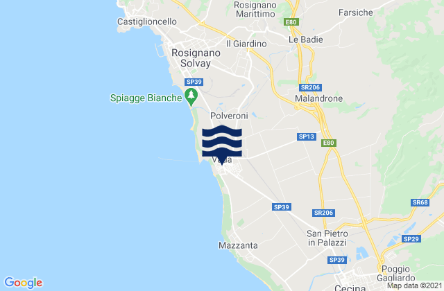 Karte der Gezeiten Vada, Italy