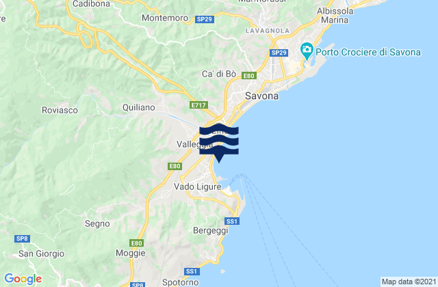 Karte der Gezeiten Vado Ligure, Italy