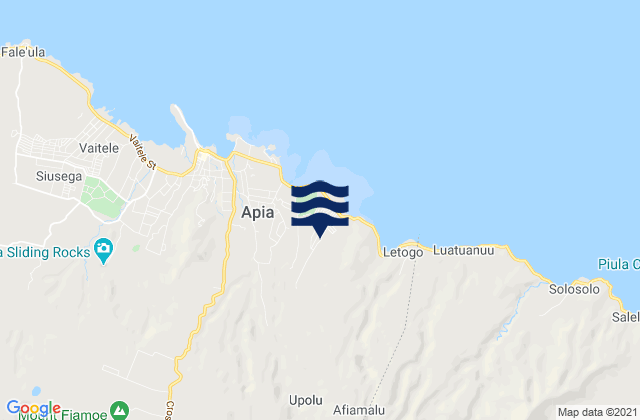 Karte der Gezeiten Vaimauga West, Samoa